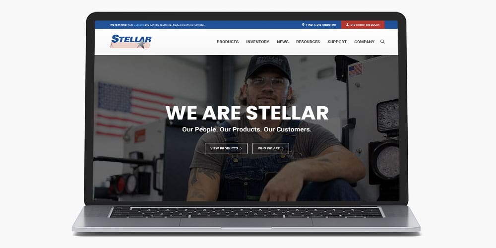 The homepage of Stellar's website on being shown a laptop